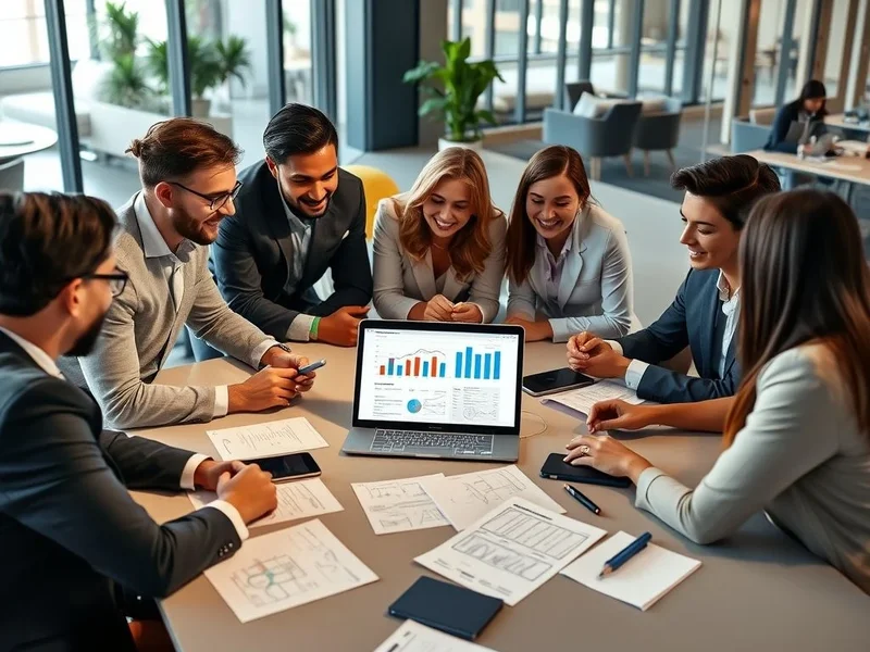 Immagine di un team che collabora su un report