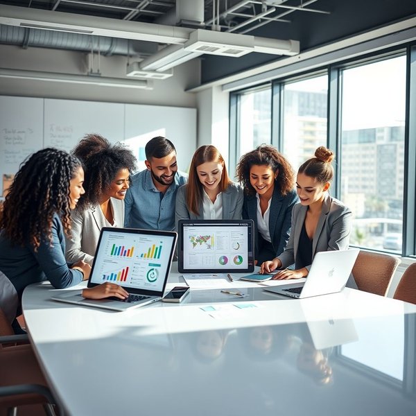 Image of a team collaborating on a report