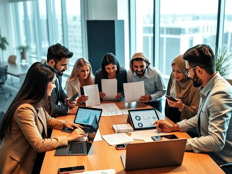 صورة لفريق يتعاون في إعداد تقرير