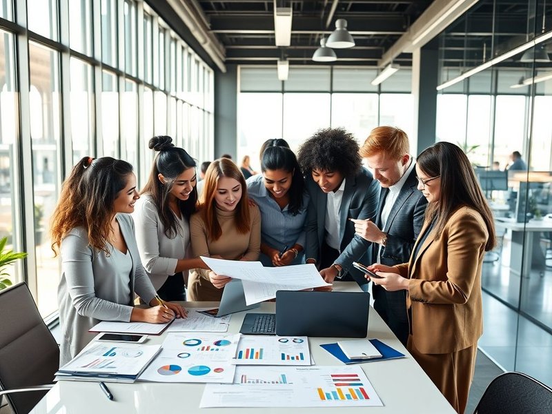 Image of a team collaborating on a report