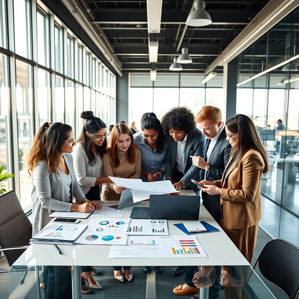 Image of a team collaborating on a report