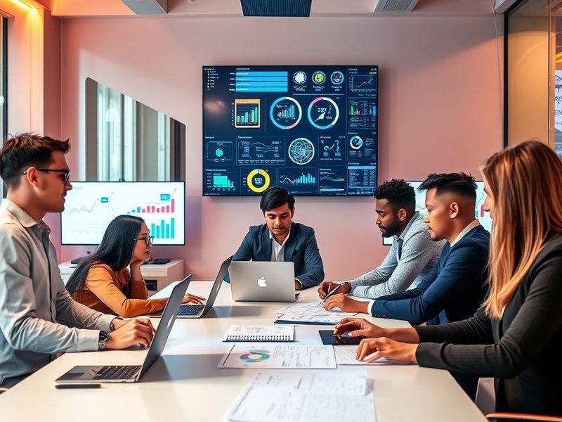 一支团队正在协作撰写报告的图片