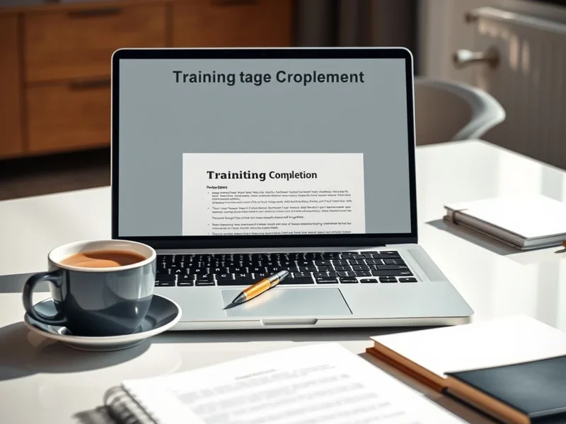 Bir dizüstü bilgisayarda gözden geçirilen bir Training Completion Report'un görseli