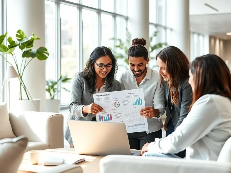 Een professional analyseert een Project Evaluation Report op een laptop