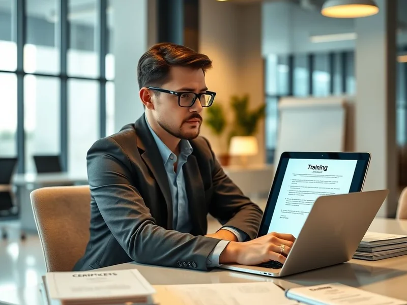 صورة لتقرير Training Completion Report يتم مراجعته على جهاز كمبيوتر محمول