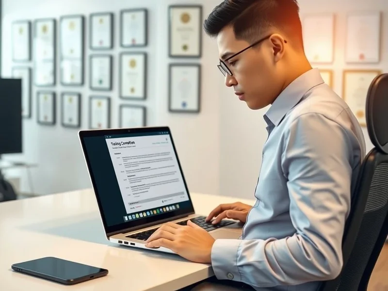 Image of a Training Completion Report being reviewed on a laptop