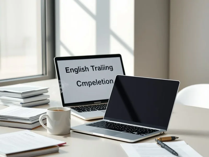 一份 Training Completion Report 在笔记本电脑上被审核的图片