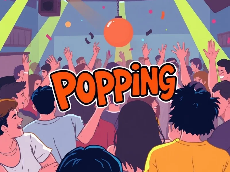 A lively event scene illustrating the English slang term Popping