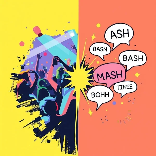 A lively party scene illustrating the slang word "bash"