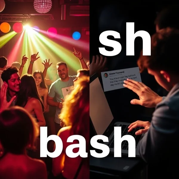 A lively party scene illustrating the slang word "bash"