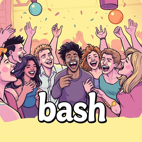 Una scena vivace di una festa che illustra la parola slang "bash"