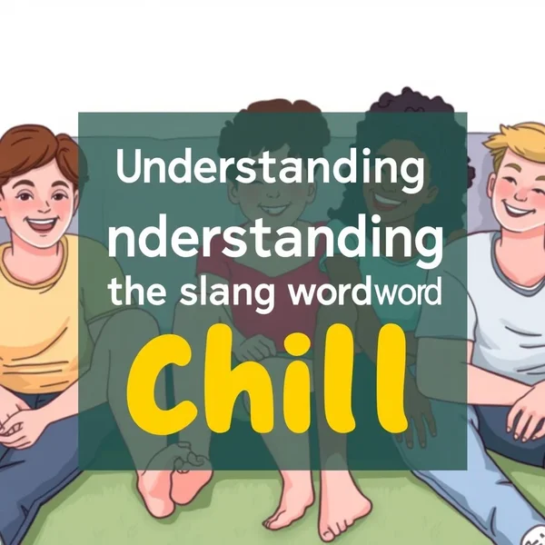 Rahatlayan insanların görüntüsü, "Understanding the slang word Chill" metniyle