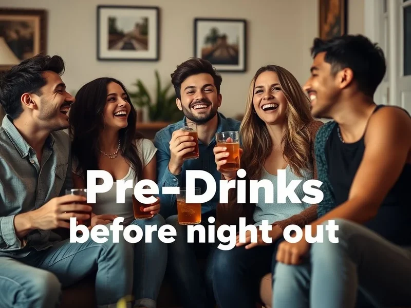 Image showing friends having pre-drinks at home