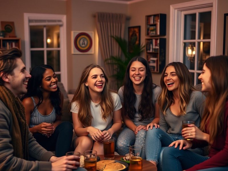 House Party에서 즐거운 시간을 보내는 친구들