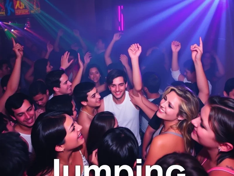 生动的派对场景说明了俚语 Jumping