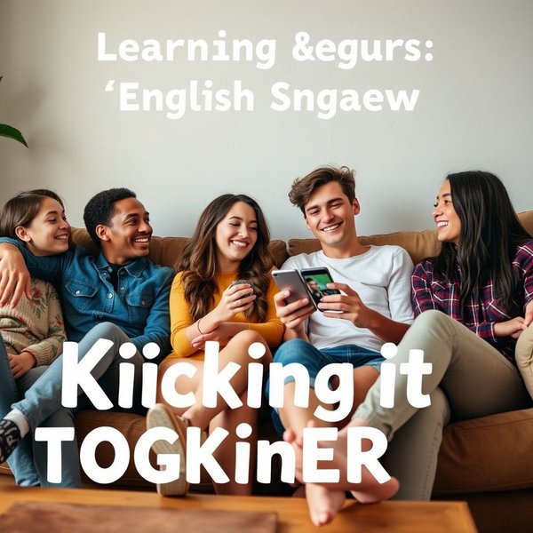 Des amis se détendent et apprennent à utiliser l'expression d'argot "Kick It"