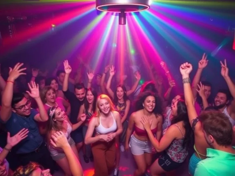 Adegan pesta yang ramai menggambarkan istilah slang Jumping