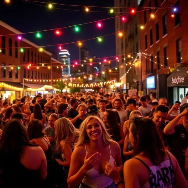 A lively event scene illustrating the English slang term Popping