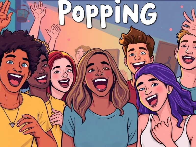 Uma cena de evento animado ilustrando a gíria inglesa Popping