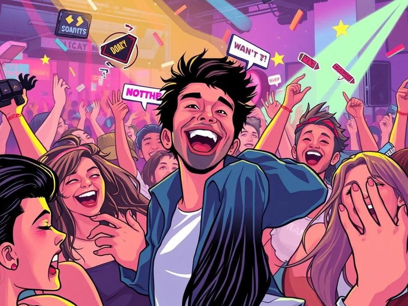 Яркая сцена мероприятия, иллюстрирующая английский сленговый термин Popping