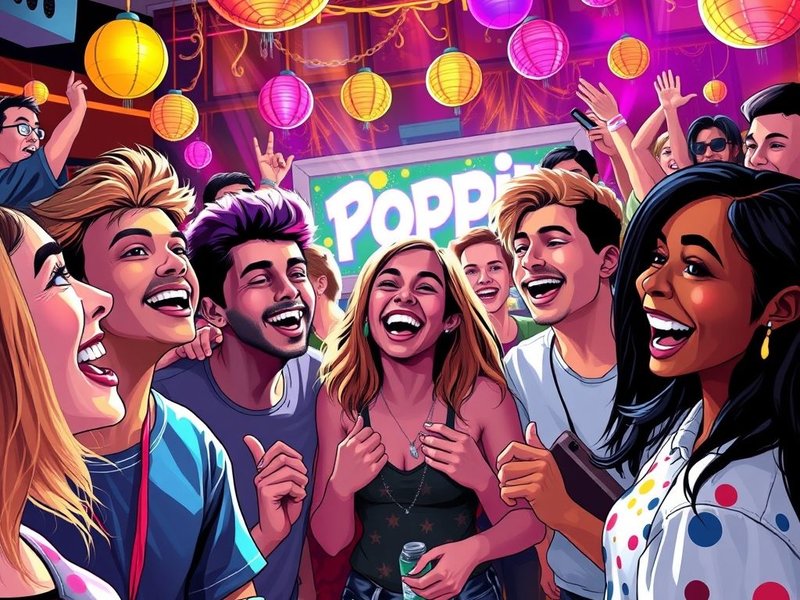 Una scena di evento vivace che illustra il termine gergale inglese Popping