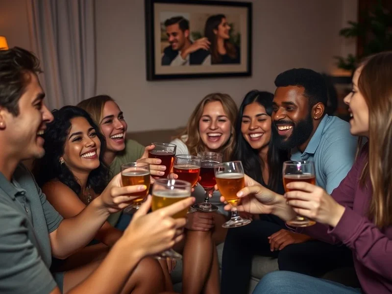 Image showing friends having pre-drinks at home