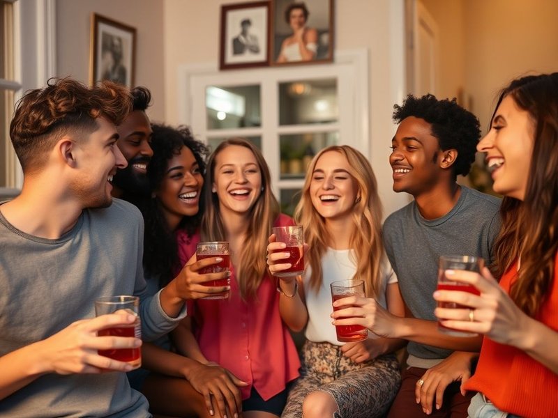 Image showing friends having pre-drinks at home