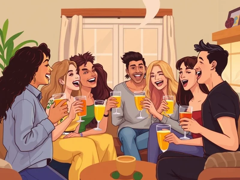 Image showing friends having pre-drinks at home