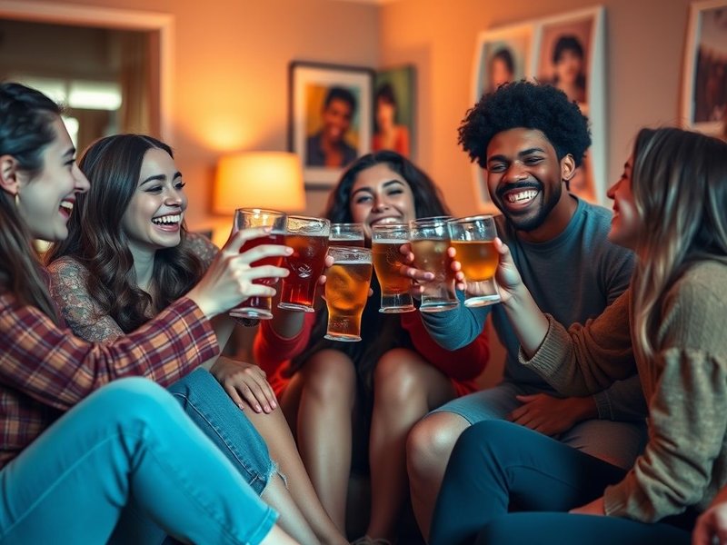 Image showing friends having pre-drinks at home