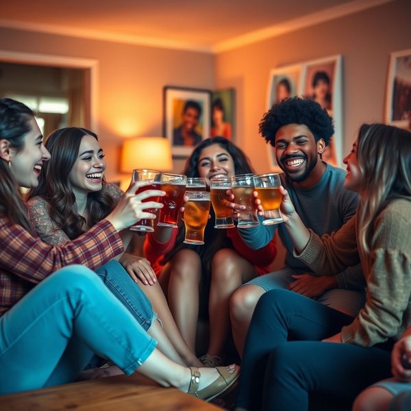 Image showing friends having pre-drinks at home