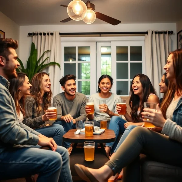 Image showing friends having pre-drinks at home