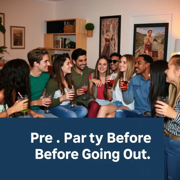 Image showing friends having pre-drinks at home