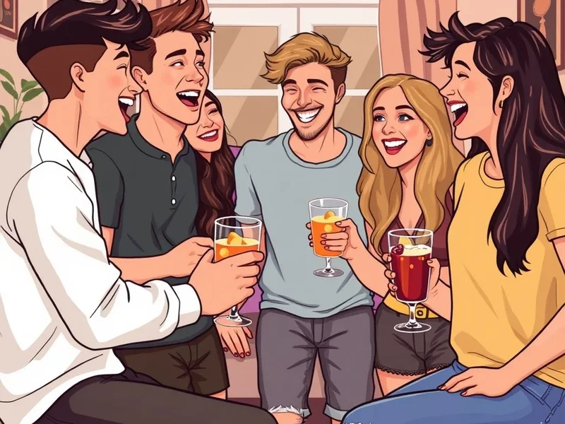 Image showing friends having pre-drinks at home