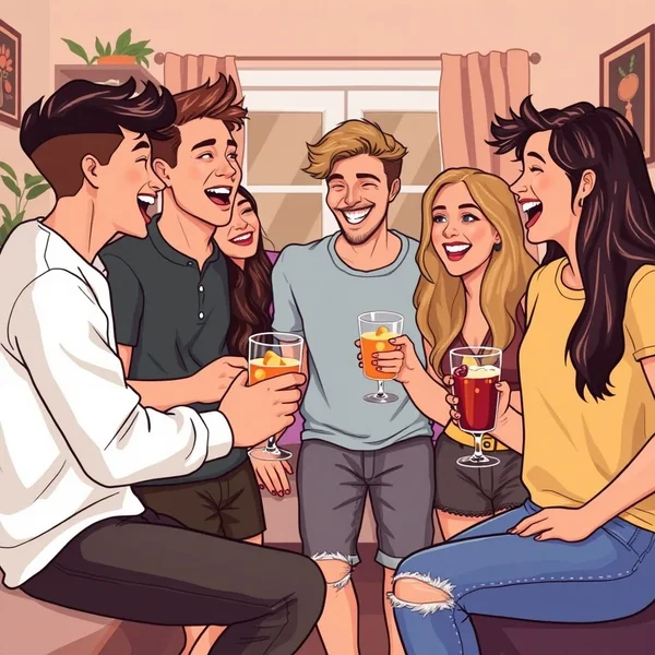 Image showing friends having pre-drinks at home