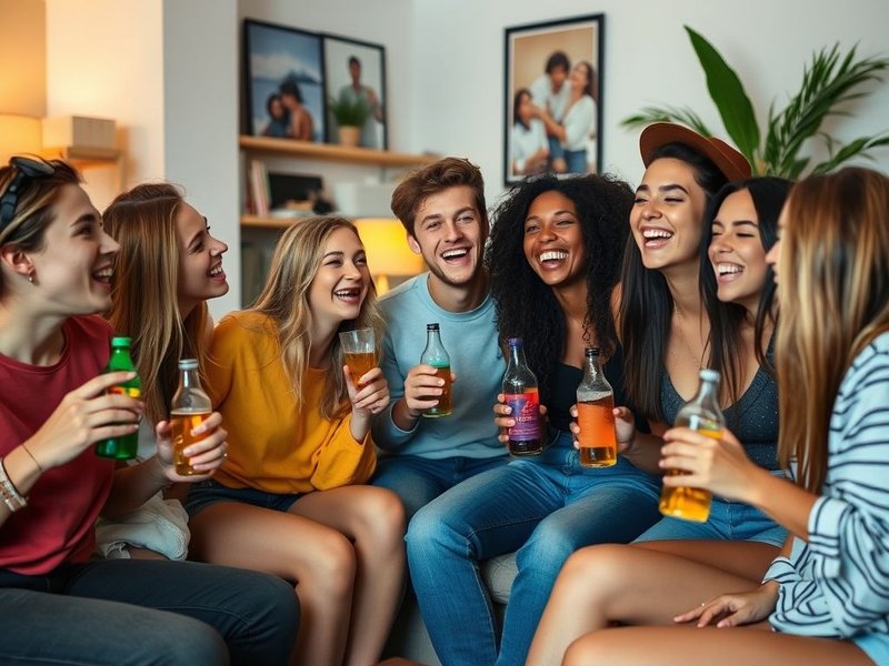 Image showing friends having pre-drinks at home