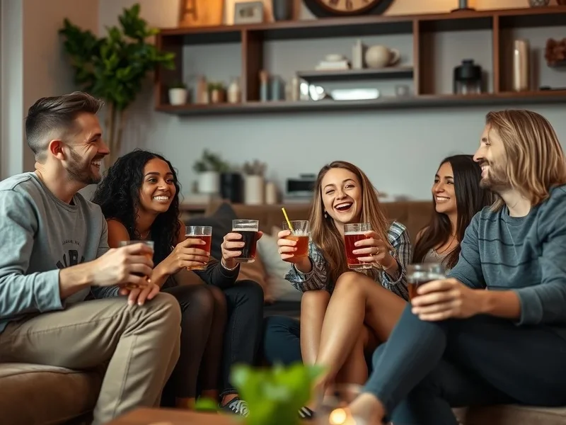 Image showing friends having pre-drinks at home