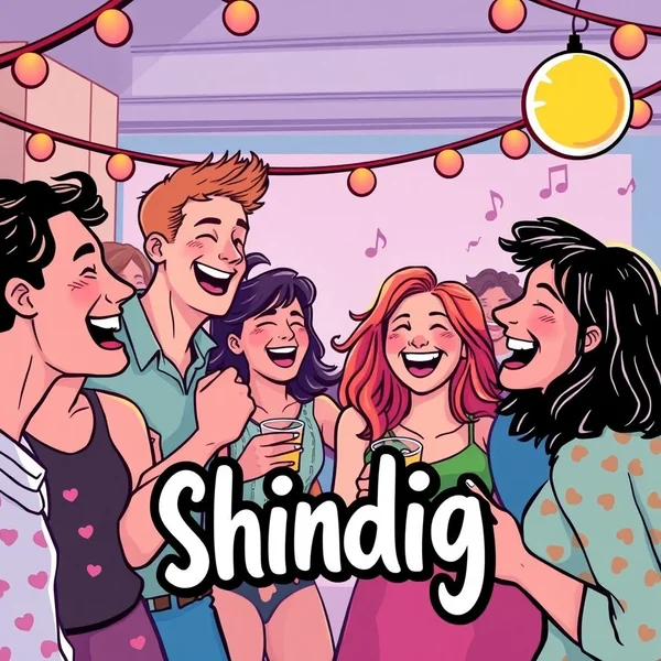 مشهد حفلة مفعم بالحيوية يوضح معنى Shindig