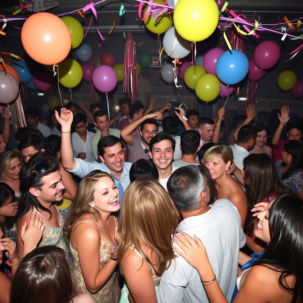 A lively party scene illustrating the meaning of Shindig