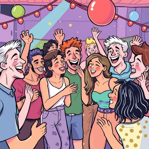 A lively party scene illustrating the meaning of Shindig