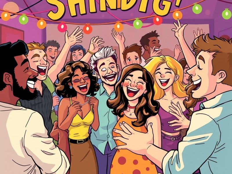 A lively party scene illustrating the meaning of Shindig