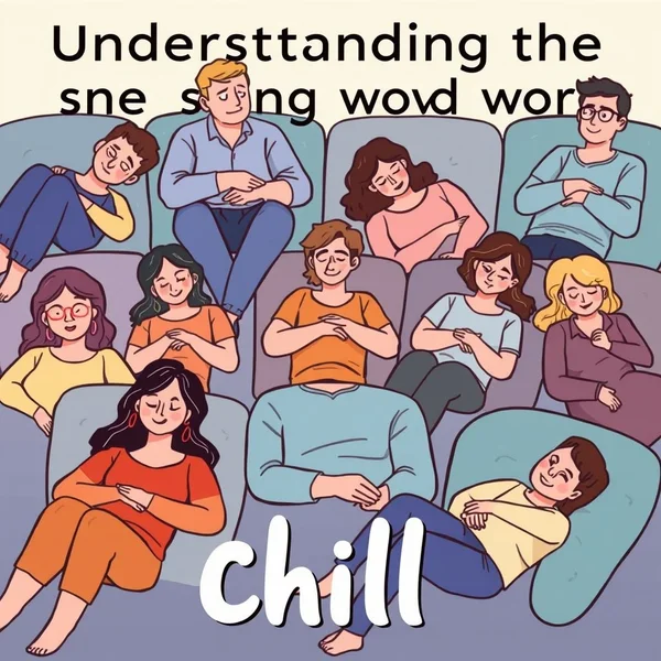 Image of people relaxing, with the text "Understanding the slang word Chill"