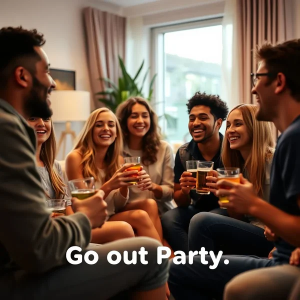 صورة تظهر أصدقاء يتناولون pre-drinks في المنزل