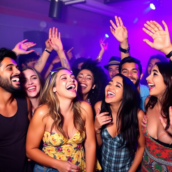 A lively party scene illustrating the slang word "bash"