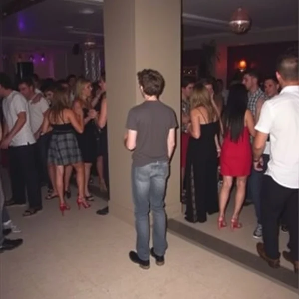 Image of someone observing at a party, illustrating the term Wallflower
