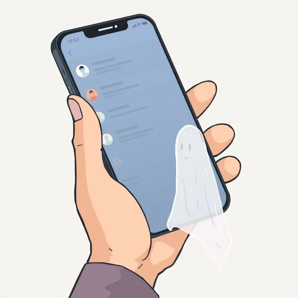 Illustration of a phone with ignored messages, representing the slang Ghost