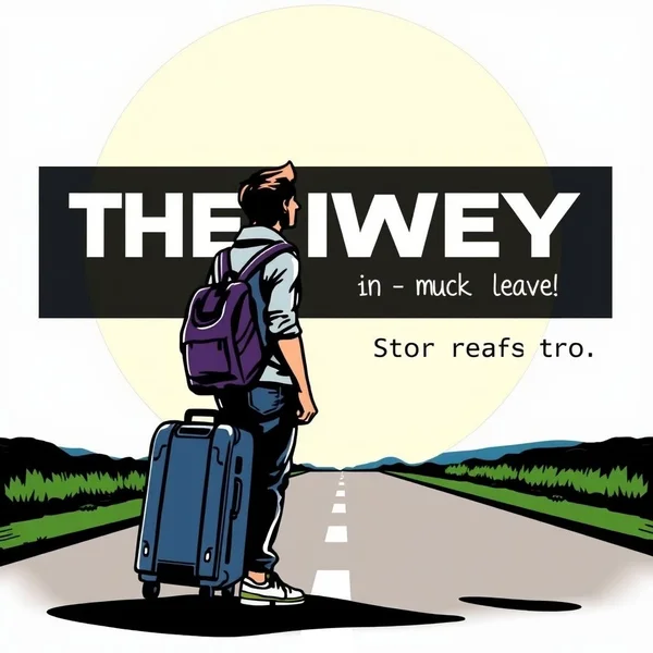 Man met een koffer klaar om Hit The Road te gaan