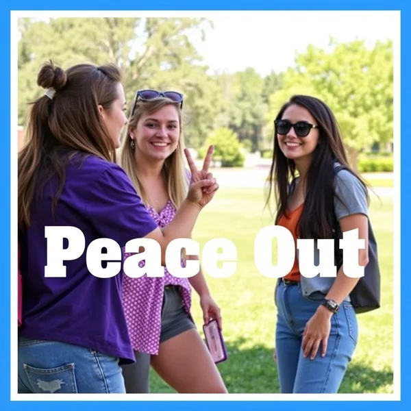 Arkadaşlar bir toplantıda el sallayarak Peace Out diyor