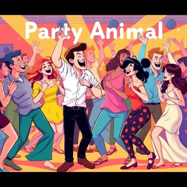 Imagen de personas divirtiéndose en una fiesta, ilustrando el término Party Animal