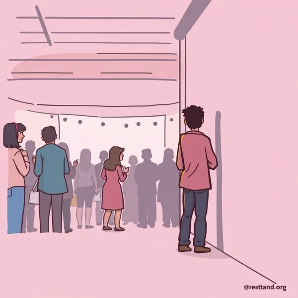 Image of someone observing at a party, illustrating the term Wallflower