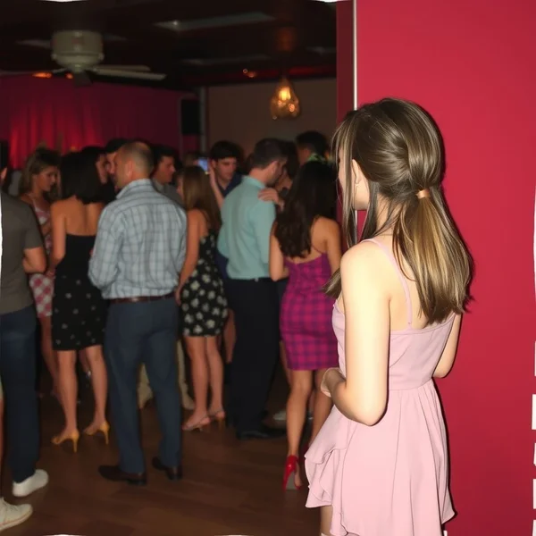 Image of someone observing at a party, illustrating the term Wallflower